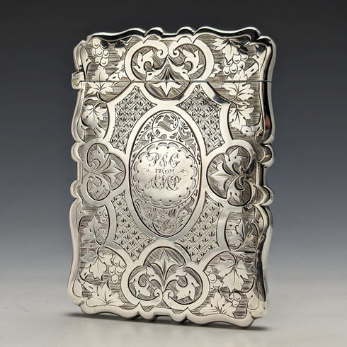 1872年 英国アンティーク 純銀製カードケース 54g FREDERICK MARSON
